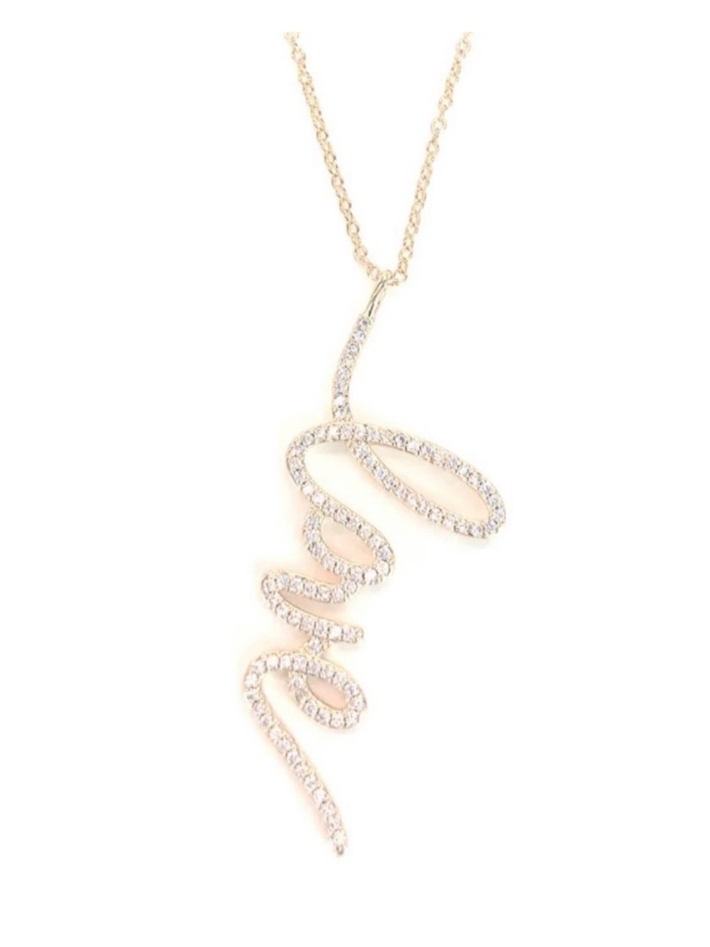 The Styled Collection Love Script Pendant Necklace - Gold